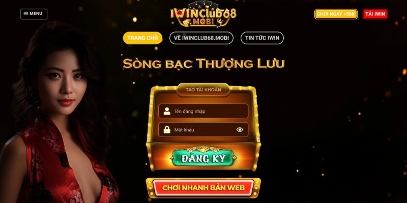 Giao diện iWinClub68.mobi - Website thành viên của WIN